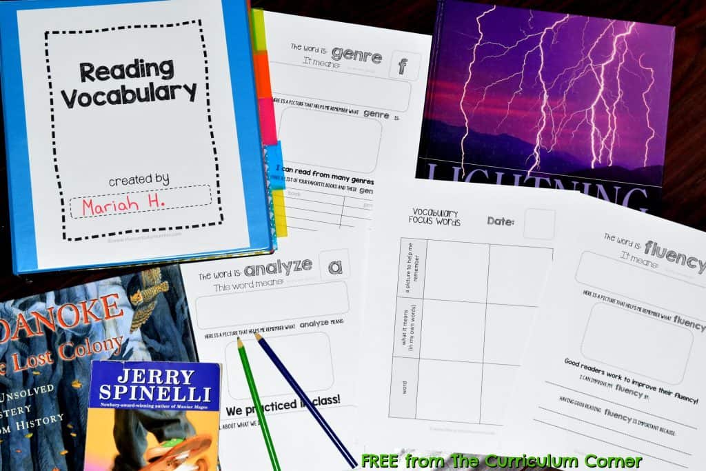 FREEBIE! Reading Vocabulary | Academic Vocabulary | The Curriculum Corner