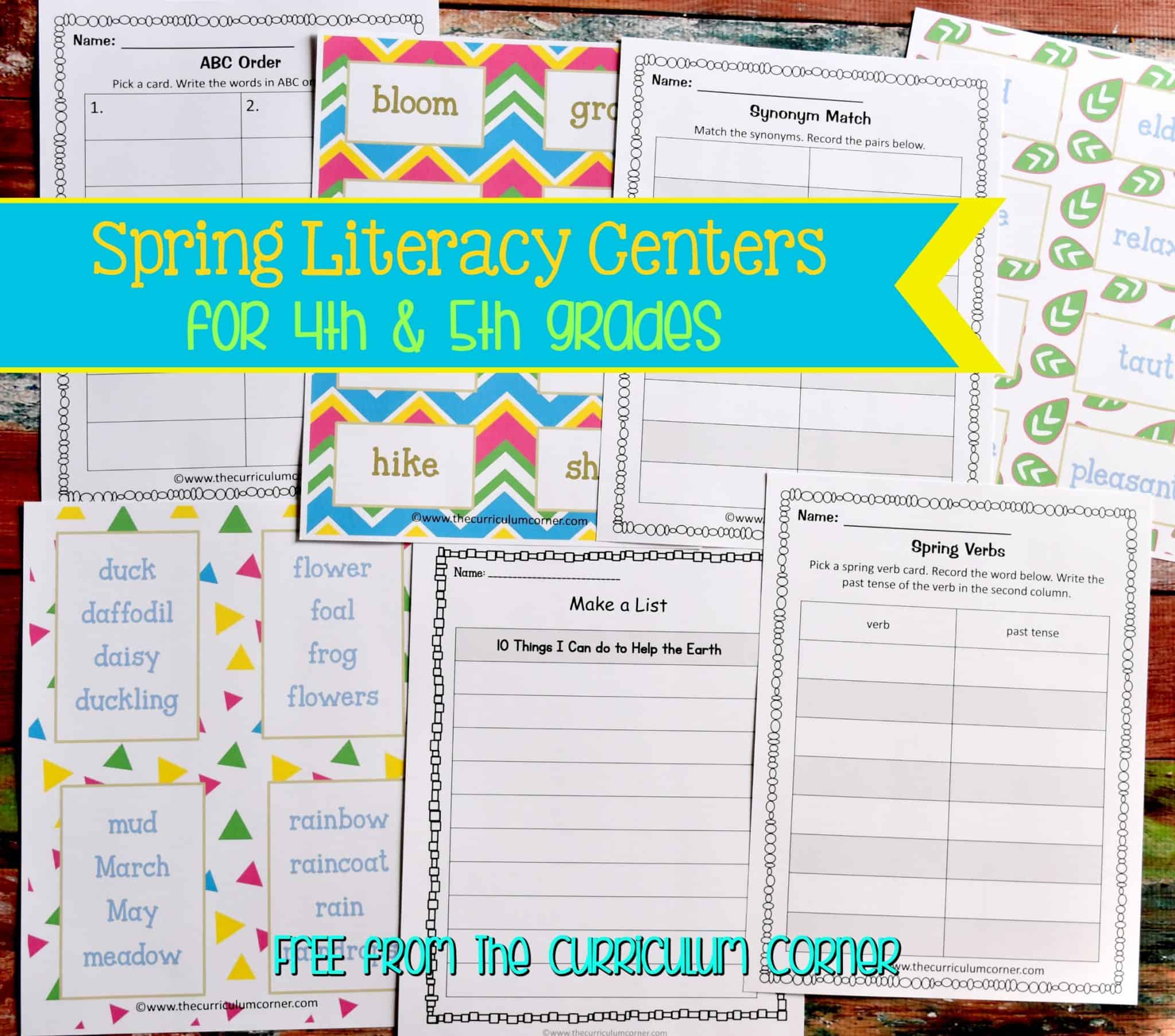FREE Spring Literacy Centers for 4th & 5th Grades - The Curriculum ...