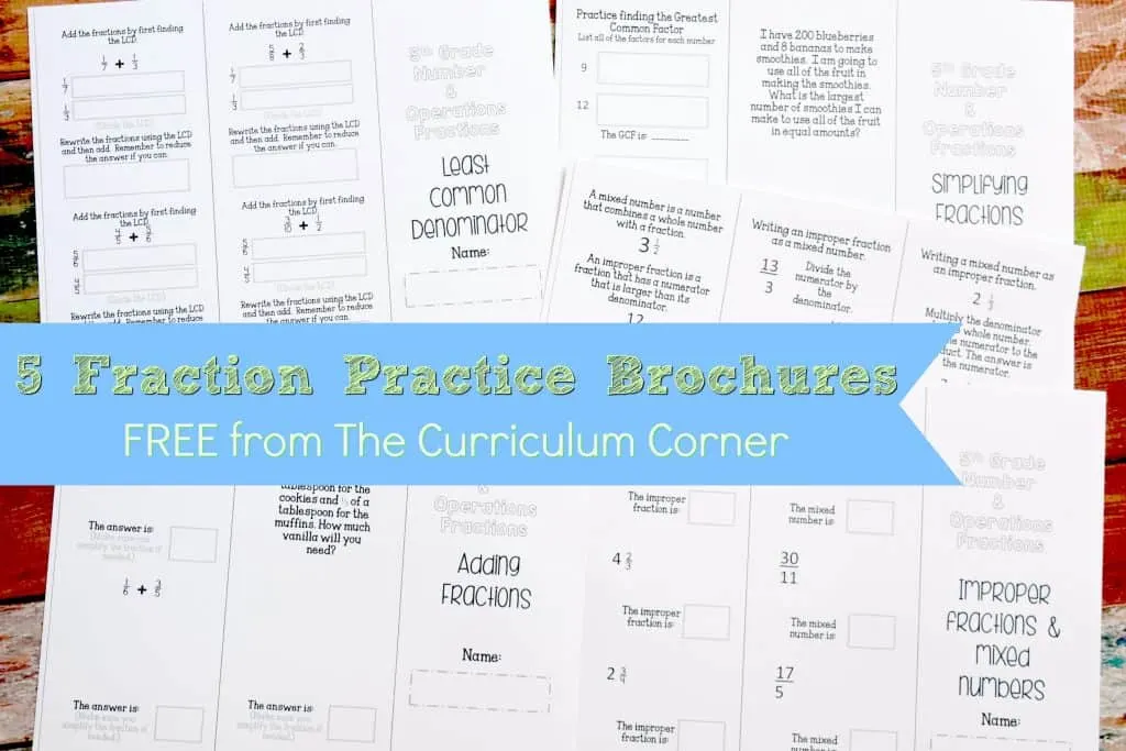 Fraction Practice FREE from The Curriculum Corner