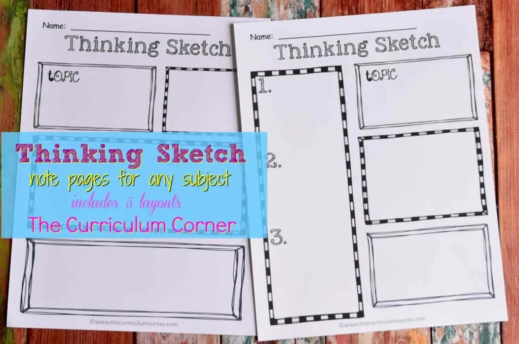 FREE Thinking Sketch Notetaking pages from The Curriculum Corner 2