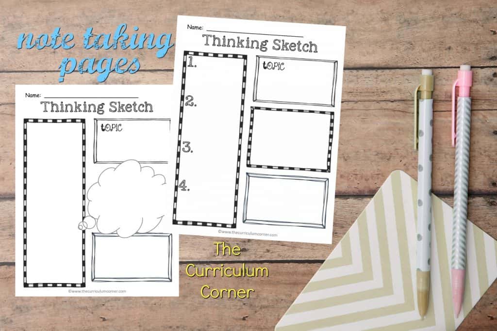 These free note taking pages are great for helping your students record their thoughts in a more creative way.