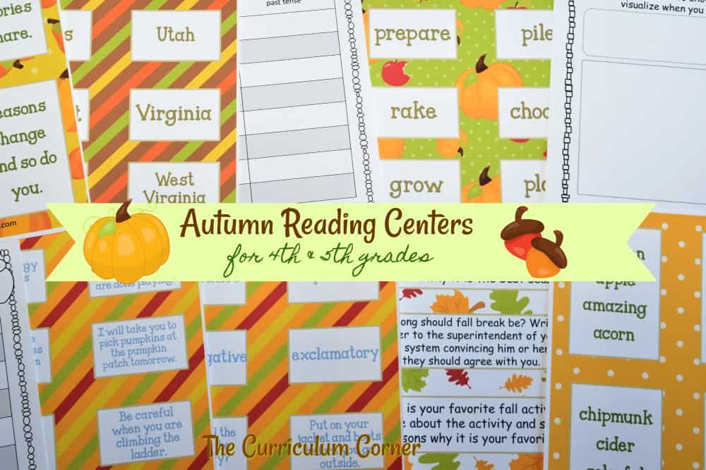 FREE Fall Reading Centers from The Curriculum Corner