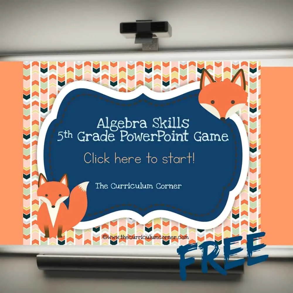 FREE 5th Grade Algebra Game for PowerPoint from The Curriculum Corner | Order of Operations 2