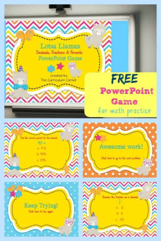 FREE Decimals, Fractions & Percents PowerPoint Game for 4th Grade