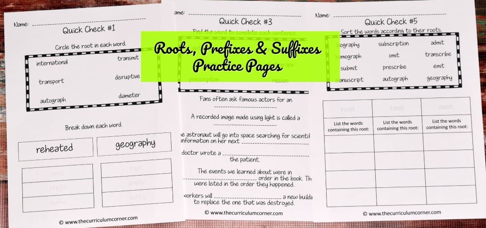 Roots, Prefixes & Suffixes Instruction Pack from The Curriculum Corner | PowerPoint | Games | Centers | Worksheets FREE 3