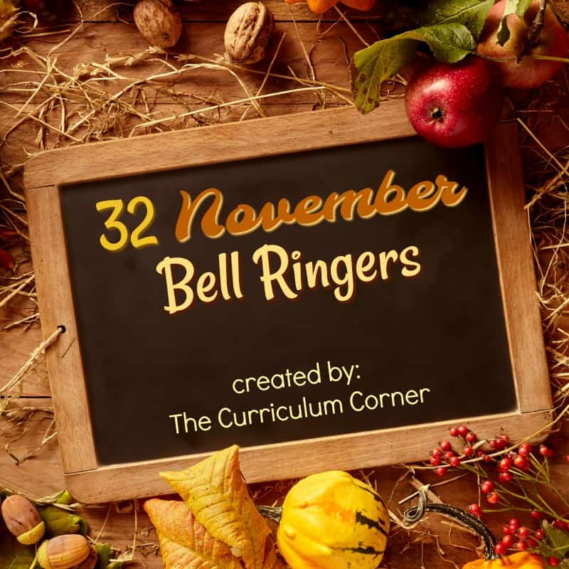 FREE November Bell Ringers Morning Welcome Prompts from The Curriculum Corner