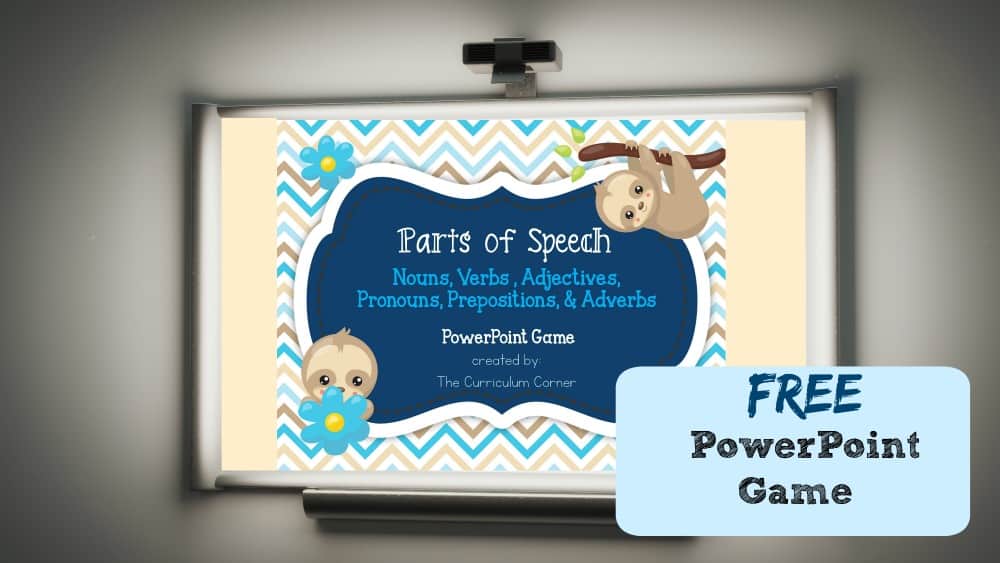 FREE Parts of Speech Game for PowerPoint | The Curriculum Corner | Nouns, Verbs, Adjectives, Adverbs, Prepositions, Pronouns