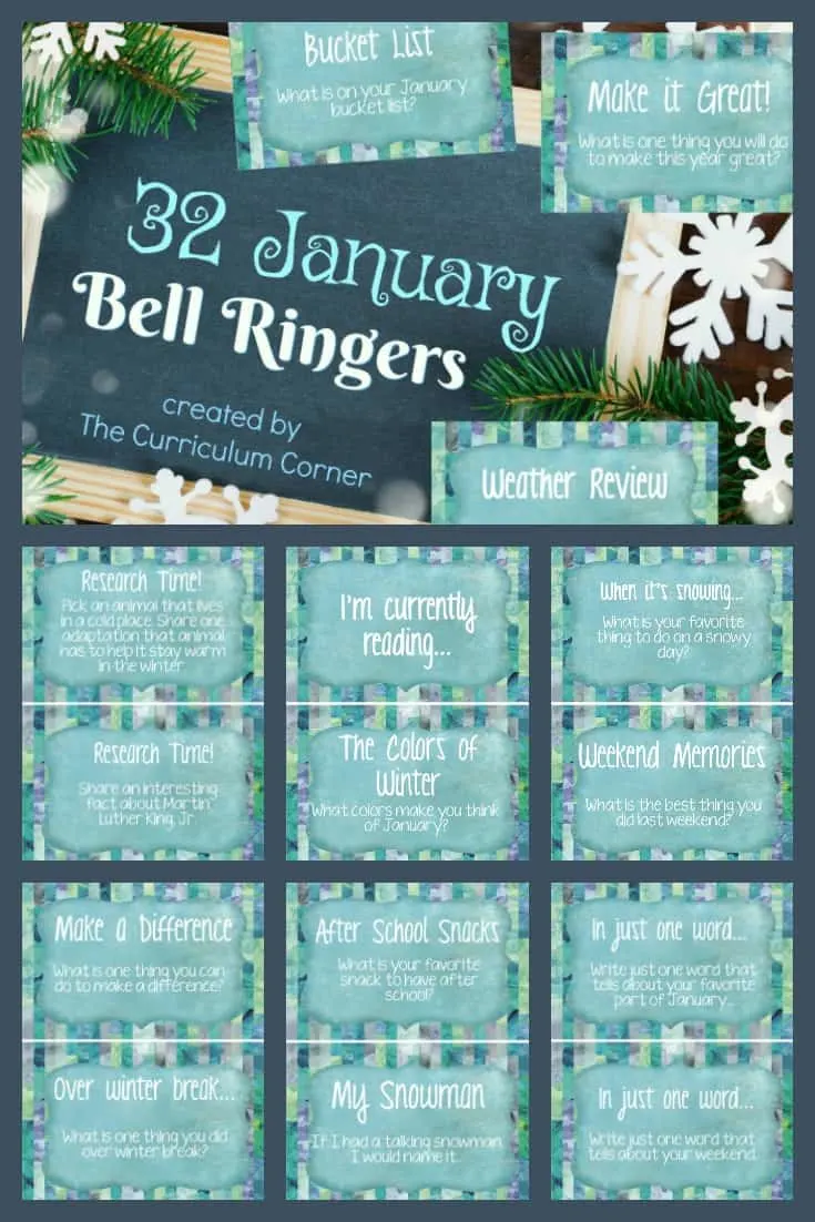 FREE January Bell Ringers from The Curriculum Corner 2