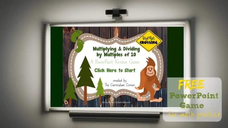 Students will practice multiplying and dividing by multiples of 10 with this free, engaging PowerPoint game created by The Curriculum Corner.