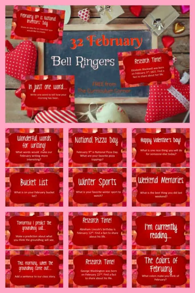 FREE February Bell Ringers from The Curriculum Corner