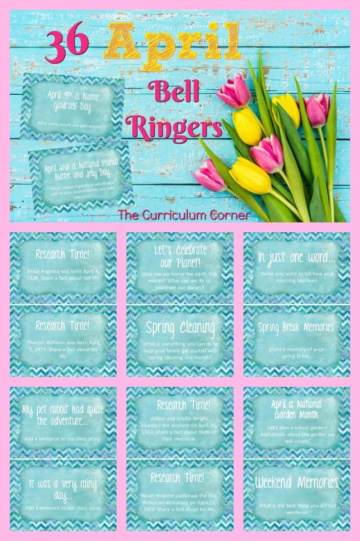 FREE April Bell Ringers from The Curriculum Corner