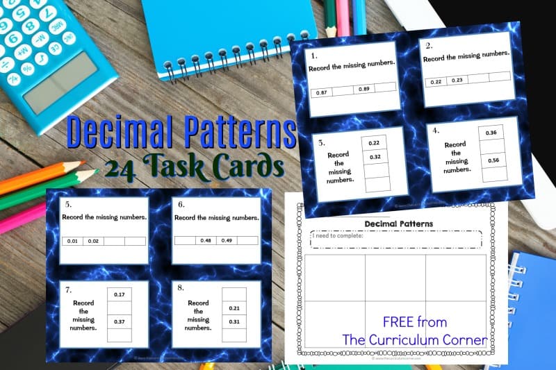 Use these free decimal patterns task cards for a math center activity or as a SCOOT game in your math classroom.