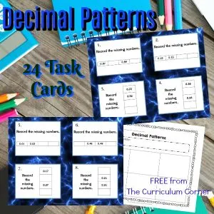 FREE Decimal Patterns using Grids Task Cards