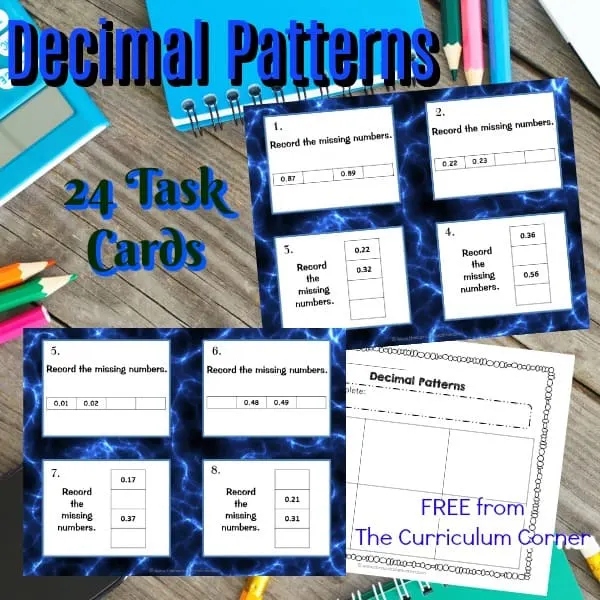 FREE Decimal Patterns using Grids Task Cards