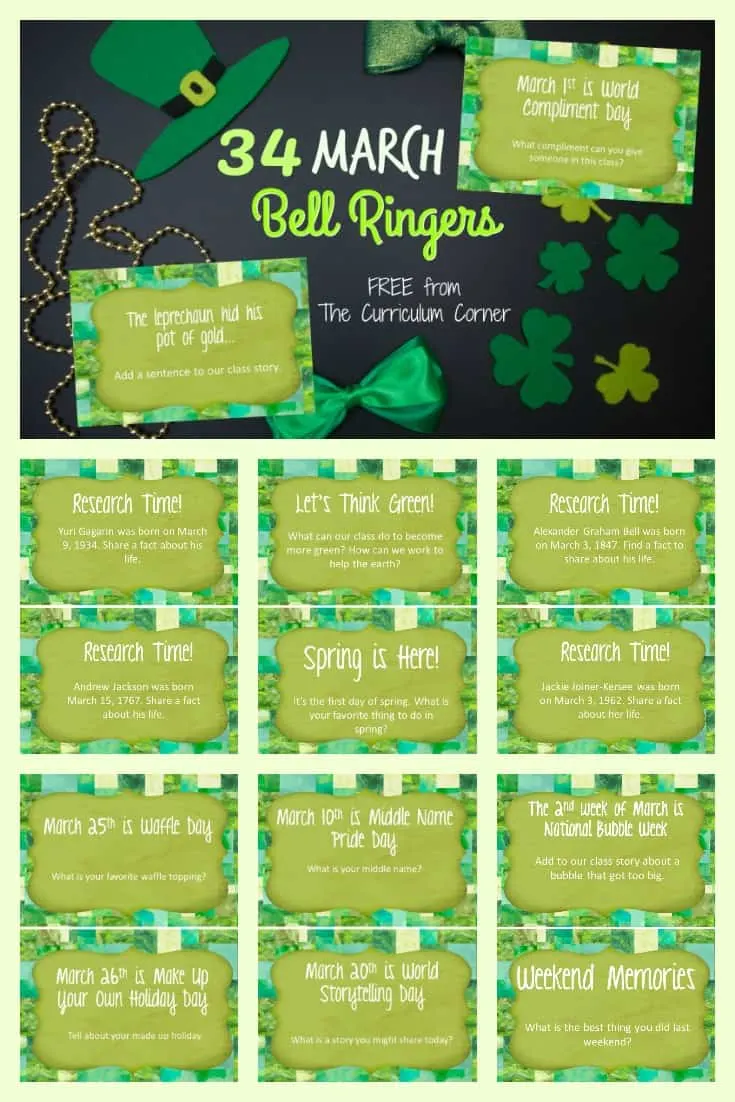 This collection of March bell ringers has been created to help you create a simple and engaging morning routine. 3