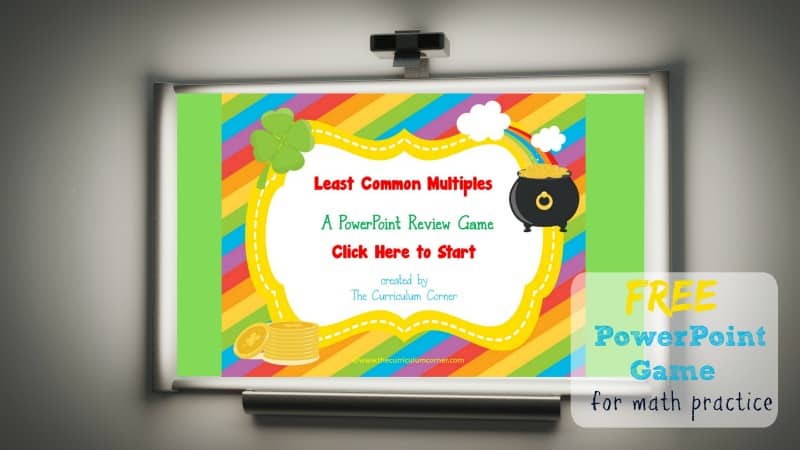 Students will practice finding the LCM with this Least Common Multiple Game for PowerPoint created by The Curriculum Corner.