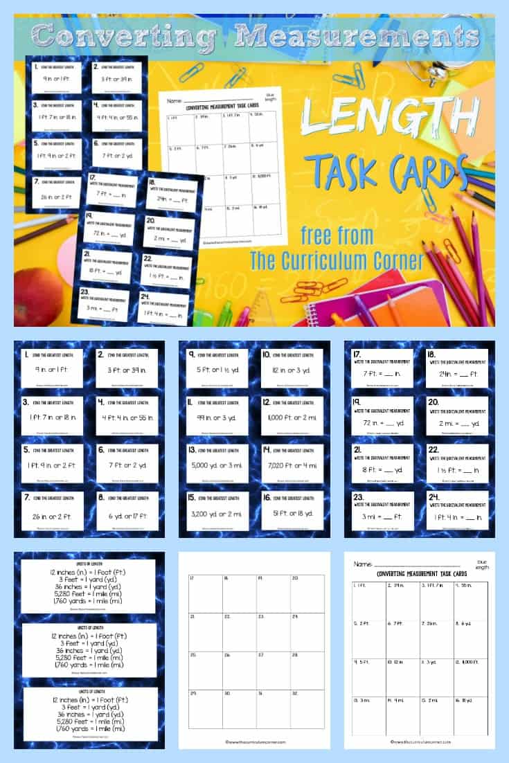 This collection of 32 converting length task cards will give your students practice with fifth grade math skills. 3