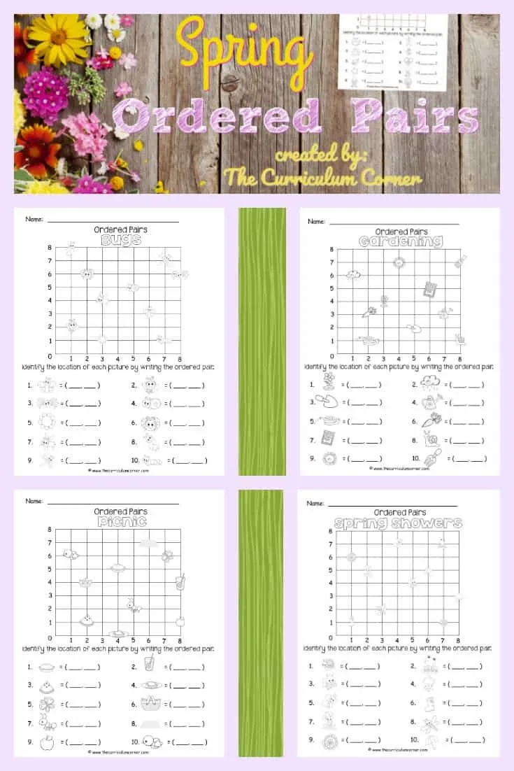 FREE Spring Ordered Pairs from The Curriculum Corner 2