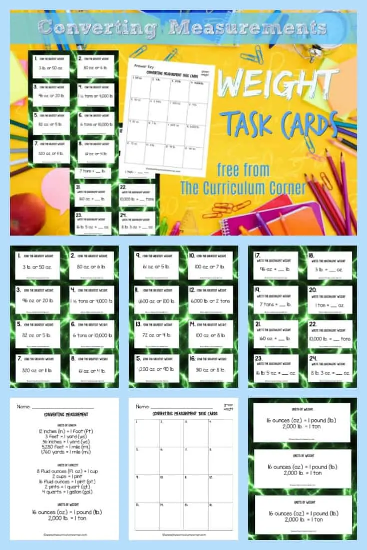 This collection of 32 converting weight task cards will give your students practice with fifth grade math skills. 2
