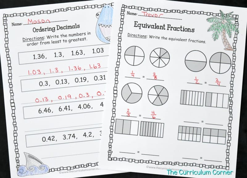 Summer math worksheets for 3rd grade