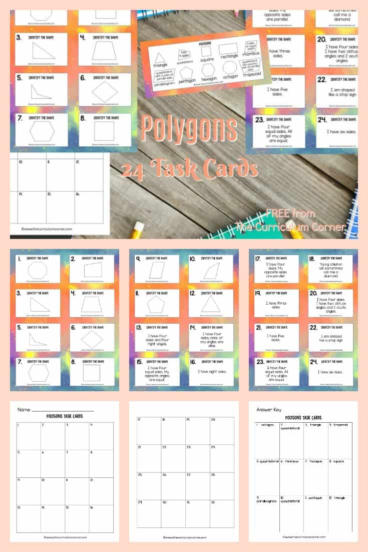 FREE Polygon Task Cards from The Curriculum Corner