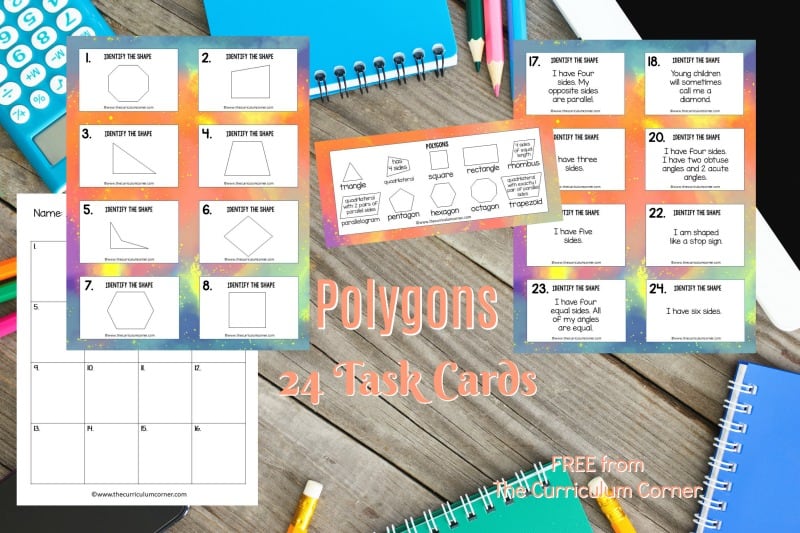 This collection of 24 polygon task cards will give your students geometry practice with fifth grade math skills