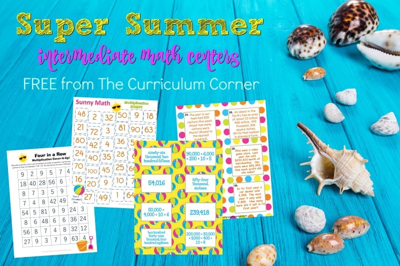 This Super Summer Intermediate Math Centers Set is designed for summer themed math practice in intermediate classrooms. Free & perfect for some of your end of year math centers!