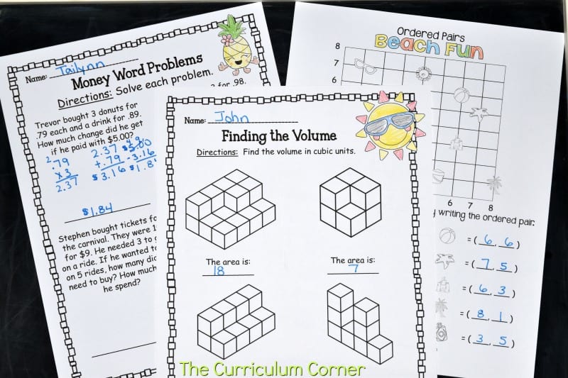 5th grade summer math booklet the curriculum corner 4 5 6