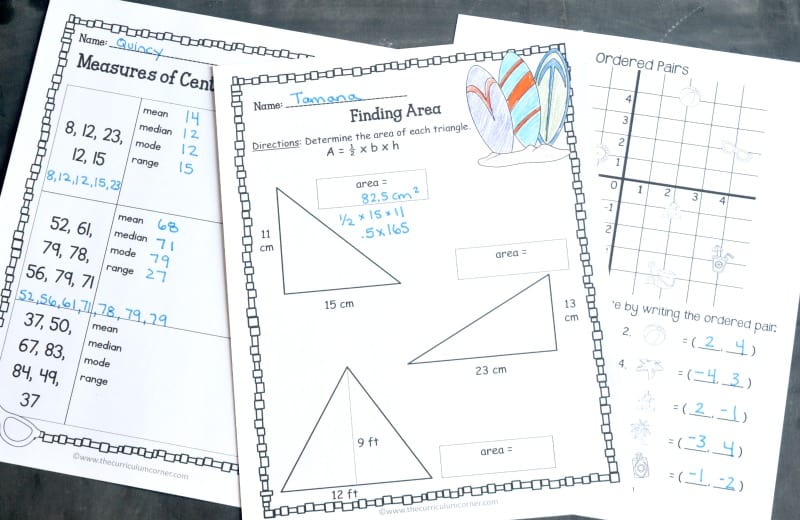6th Grade Summer Math Booklet - The Curriculum Corner 4-5-6