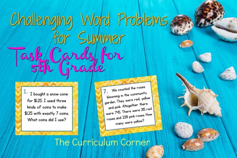 These challenging summer problem solving task cards are geared towards intermediate classrooms FREE from The Curriculum Corner.