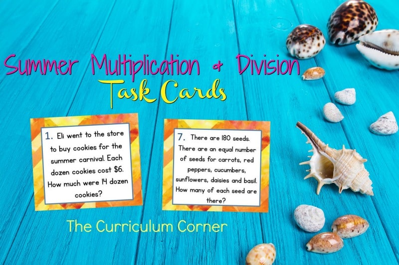 These summer problem solving task cards are designed to give your fourth grade math students extra practice with word problems.