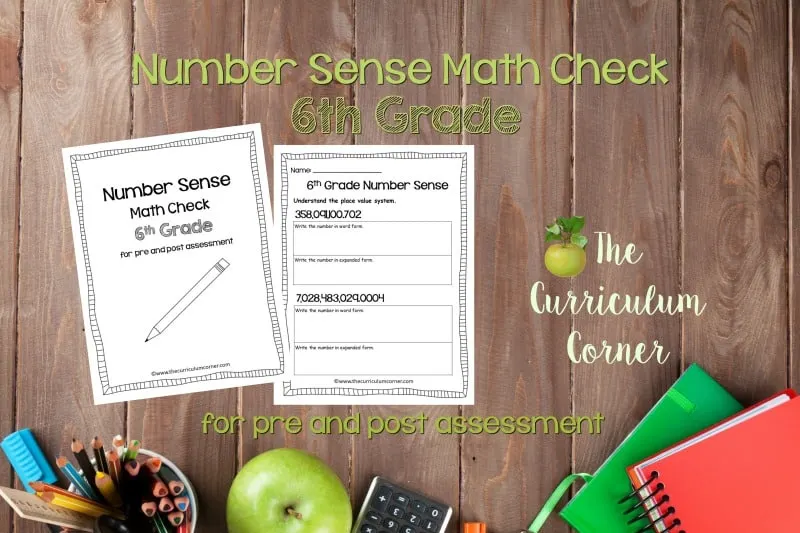 This 6th Grade Number Sense Math Check is designed to be a pre and post assessment for number sense standards in your math classroom.