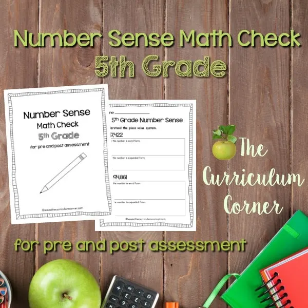 This 5th Grade Number Sense Math Check is designed to be a pre and post assessment for number sense standards in your math classroom.