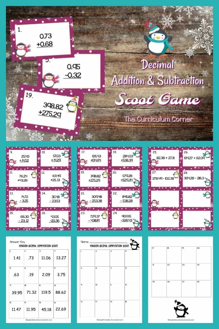 This Penguin Decimal Computation Scoot game is great for practice or review this winter in your fourth or fifth grade classroom!