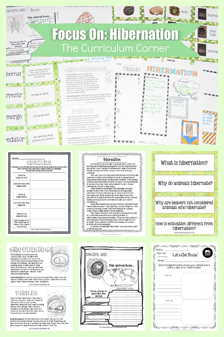 These free hibernation materials have been created to help teachers work with their fourth and fifth grade science students. Free literacy centers, reading passages, graphic organizers and more.