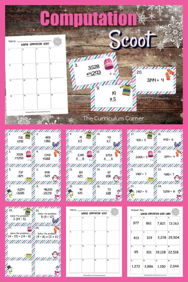 This Winter Computation Scoot game is great for practice or review this winter in your fourth or fifth grade classroom!