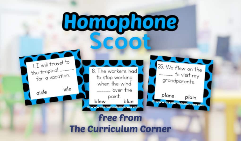 Homophone scoot game