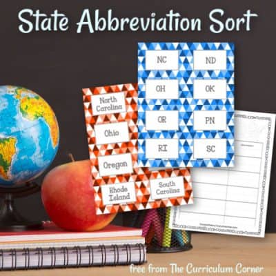 State Abbreviations Card Sort