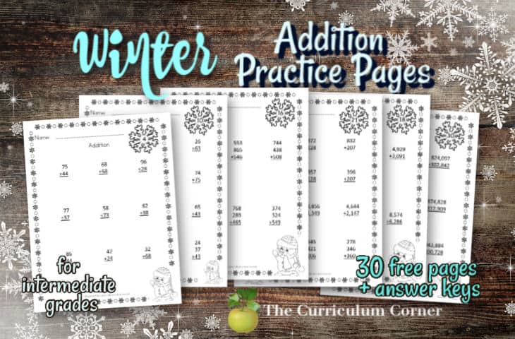 winter addition practice pages