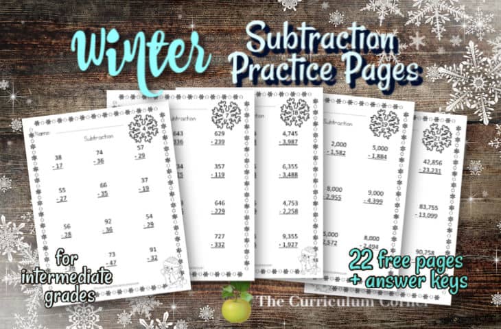 winter subtraction pages