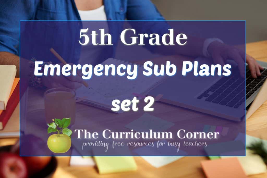 5th grade sub plans