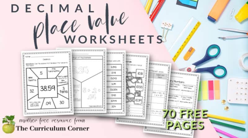 decimal place value worksheets the curriculum corner 4 5 6