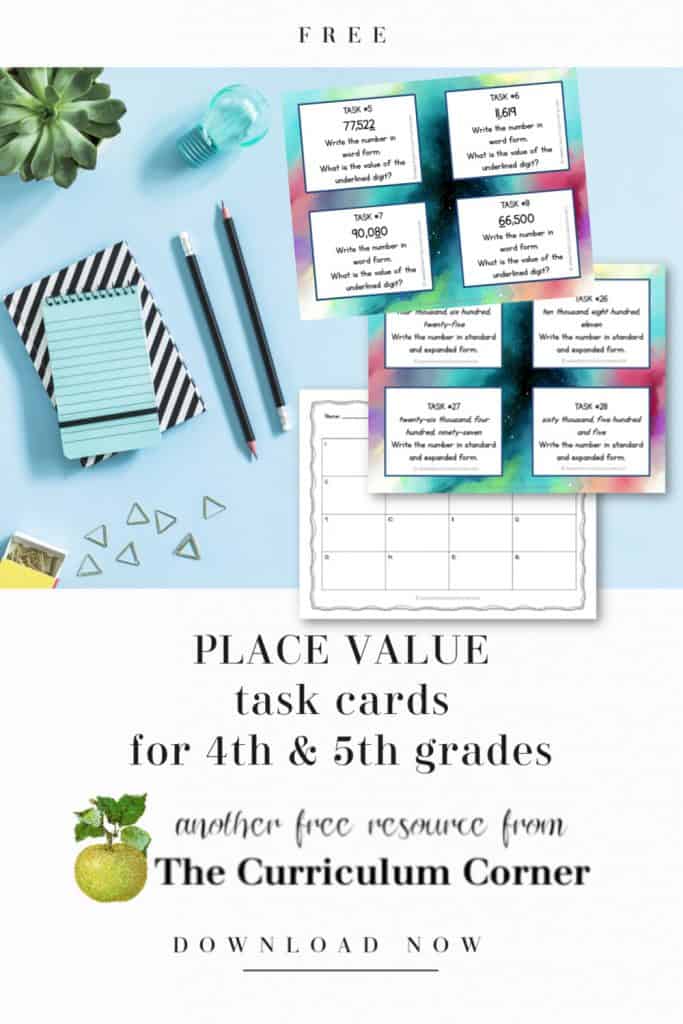 Free Place Value Task Cards