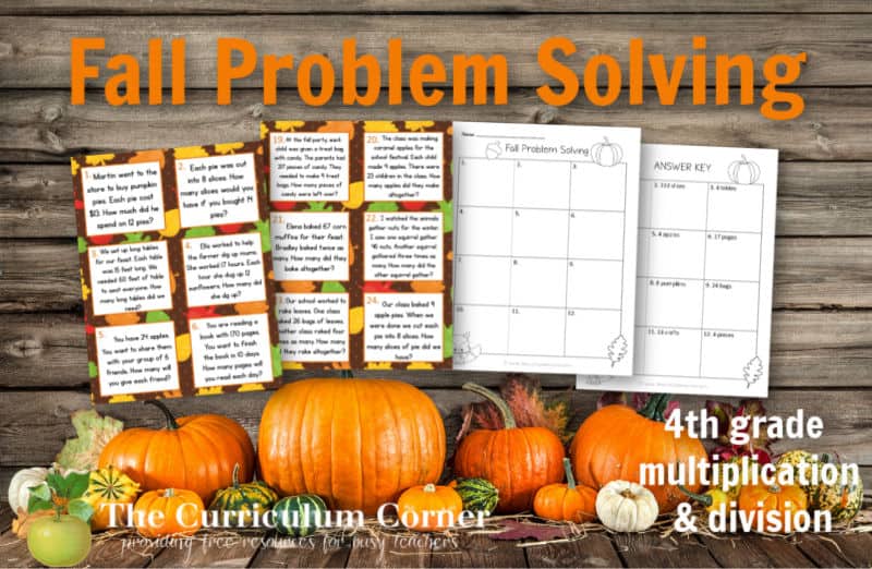 These fall multiplication word problems and fall division problems are designed to give your fourth grade math students extra practice.