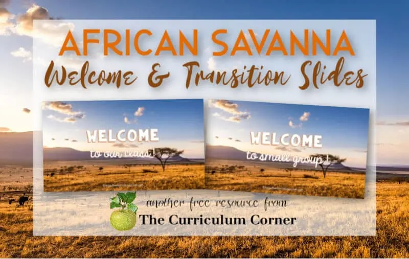 Virtual sub plans - African savanna welcome and transition slides 