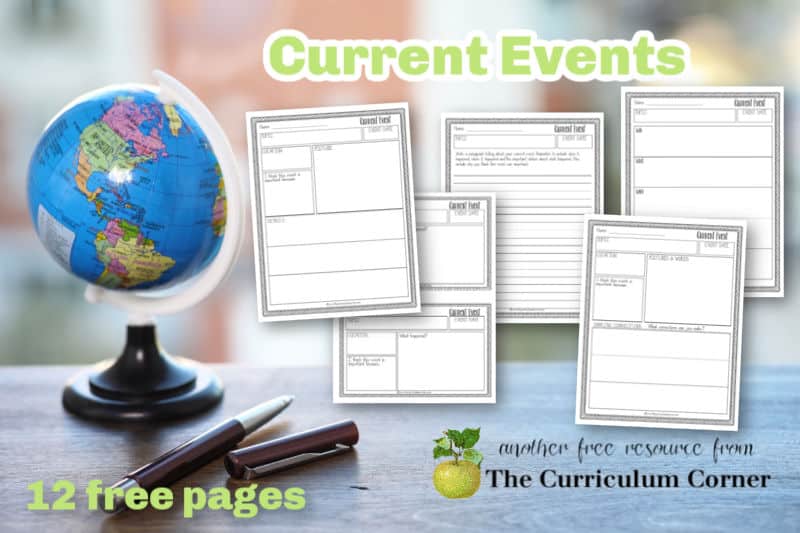 Download these free printable current events worksheets to help children record their learning in the classroom. Free pages from The Curriculum Corner.