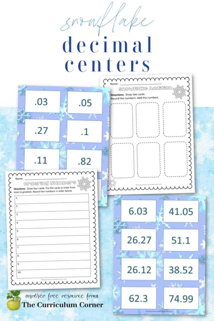 Download this snowflake decimal center set to give your students practice working with decimals. 