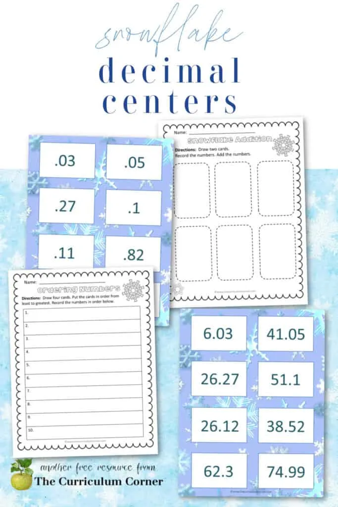 Download this snowflake decimal center set to give your students practice working with decimals. 