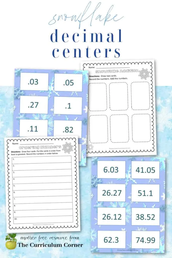 Download this snowflake decimal center set to give your students practice working with decimals.
