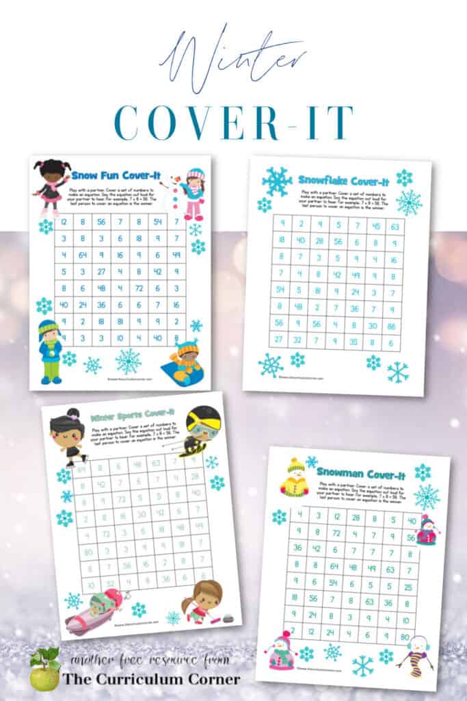  These winter cover-it games will give your children practice with multiplication and division facts.